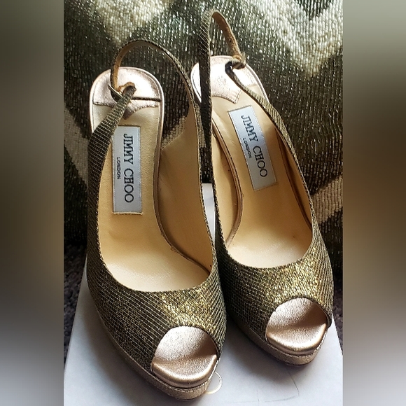 JIMMY CHOO Authentic  Sparkling Peep Toe Platform Heels wBox| Size 36.5 | Worn1x - Picture 3 of 12
